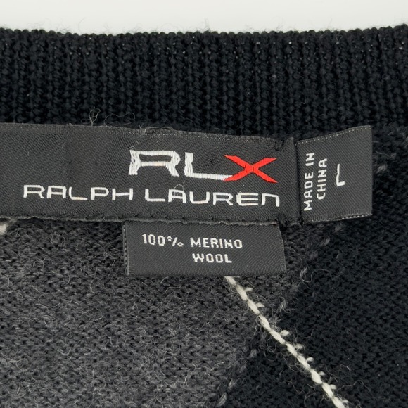 RLX Ralph Lauren Mens Argyle V Neck Merino Wool Sweater Vest Size L - Picture 4 of 6